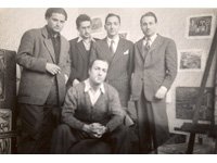 Ressamlarla - 1949 (Selim Turan, Osman Necmi Gürmen, Emin Sümen, Ahmet Ramazanoğlu, oturan Avni Arbaş)